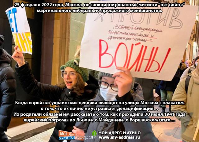 Когда еврейско-украинские девочки выходят на улицы Москвы с плакатом о том, что их лично не устраивает денацификация… Их родител