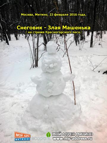 Снеговик - Злая Машенька / на страже Красногорского леса/ Москва, Митино, 23 февраля 2016 года